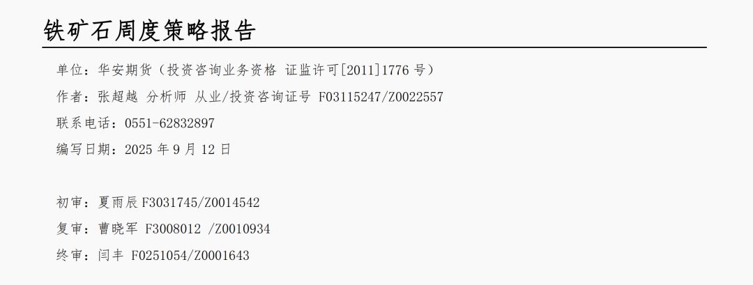 铁矿：供减需稳，走势偏强2025.9.14